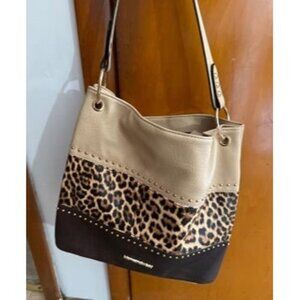 Montana West Tan and Black Leopard Shoulder Bag